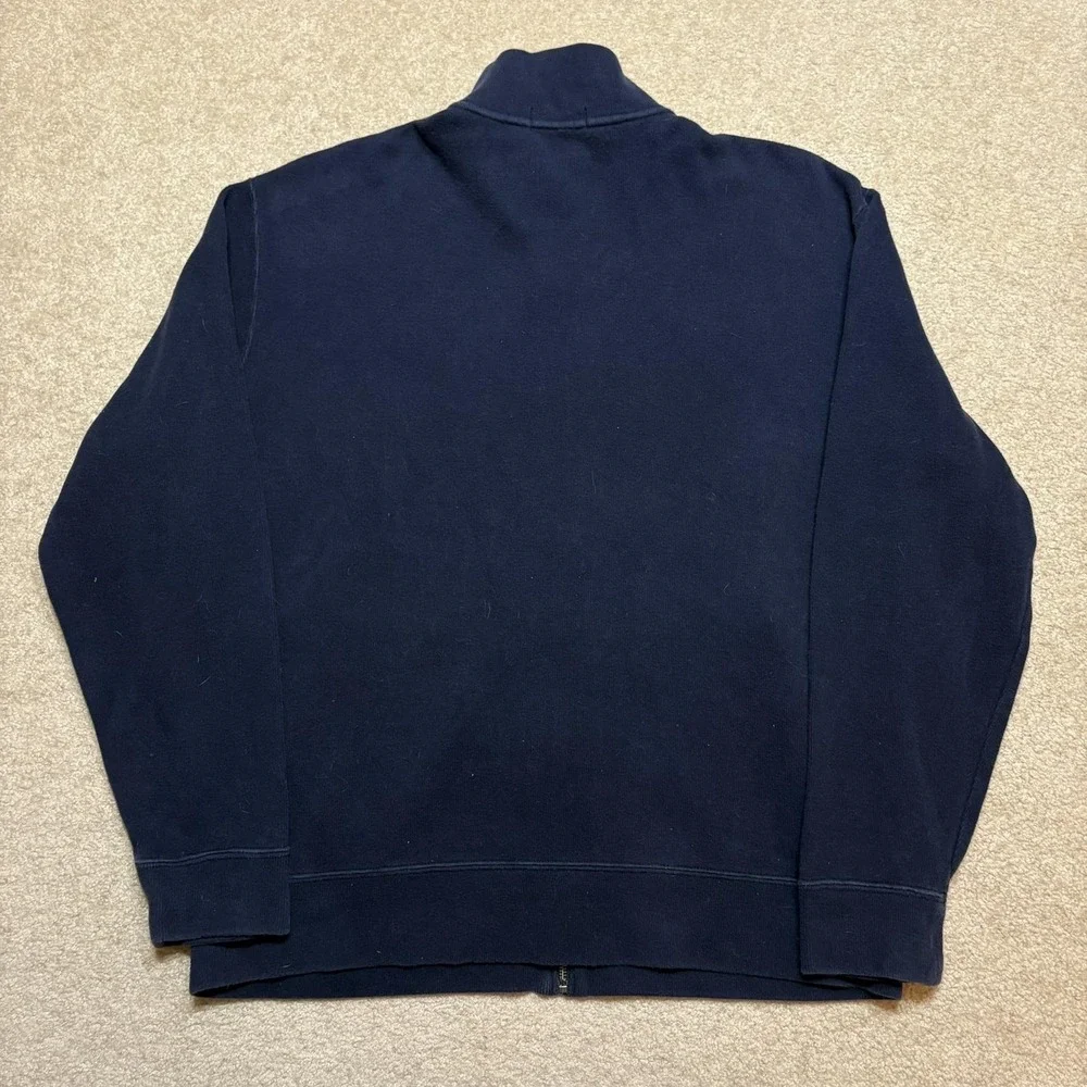 Polo Ralph Lauren Sweatshirt Mens Large Navy Full Zip Mock Neck Pony Logo Fleece